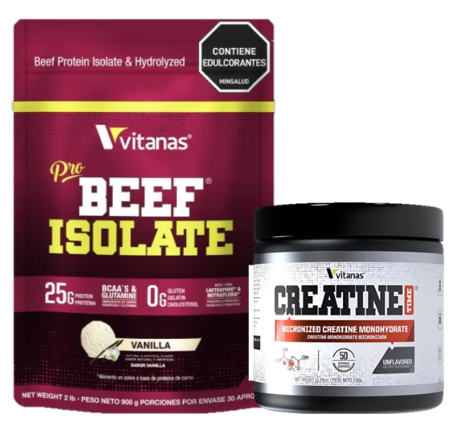 Beef Isolate 2 Lbs + Creatina Time Vitanas 50 Serv