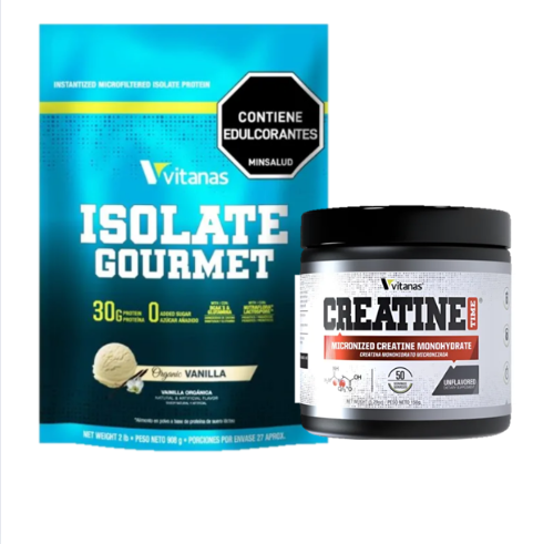 Isolate Gourmet 2 Lbs + Creatina Time Vitanas 50 Serv